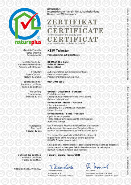 Natureplus Certificate