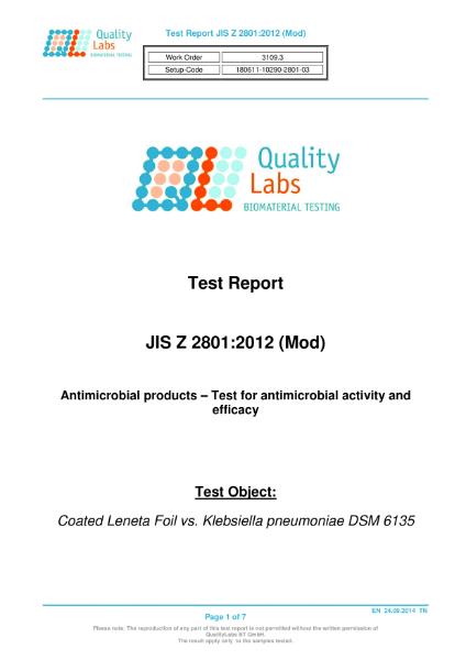 Test Report - Kelebsiella pneumoniae DSM 6135