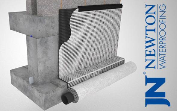Externally Applied Drainage Membrane Newton HydroBond 410 GeoDrain - Externally Applied Drainage Membrane