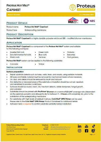 Product Data Sheet - Proteus Hot Melt® Capsheet