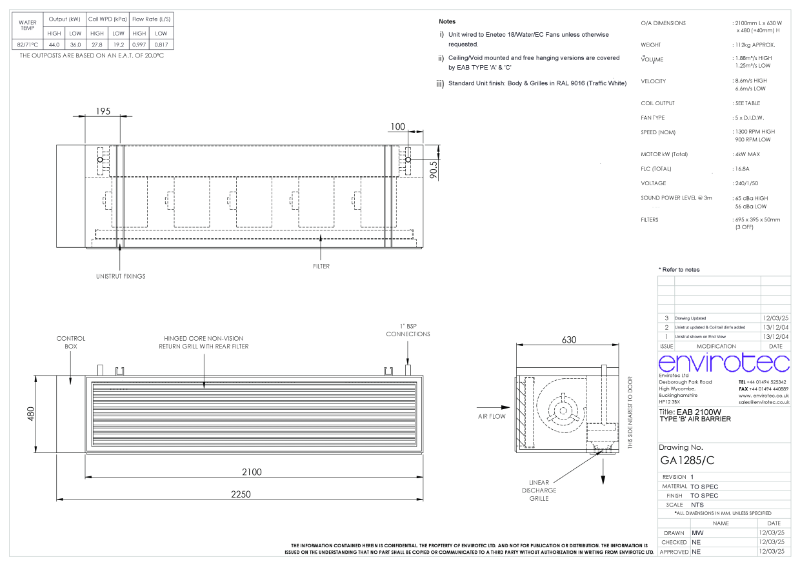 GA1285C - EAB 2100W TYPE B AIR BARRIER