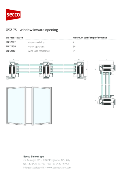 Secco Sistemi - OS2 75 - window inward opening