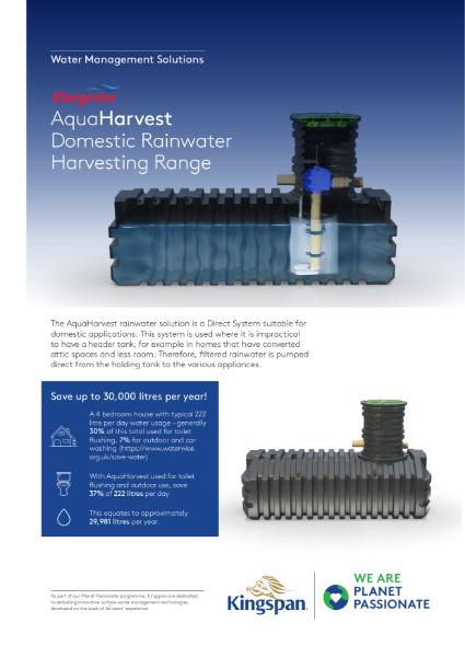 AquaHarvest Domestic Rainwater Harvesting Range Data Sheet