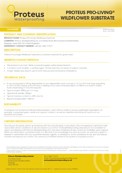 Product Data Sheet - Pro-Living® Wildflower Substrate