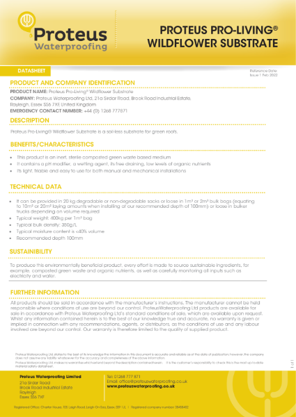 Product Data Sheet - Proteus Pro-Living® Wildflower Substrate