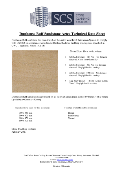 Dunhouse Buff Sandstone Technical Data Sheet