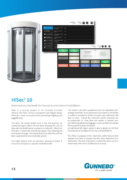 Motorised security booth (1000mm clear opening) for internal or semi-external installation - HiSec 10