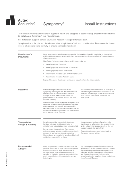 Symphony Install Instructions