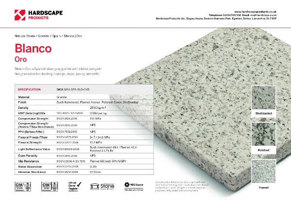 Blanco Oro Hardscape Datasheet