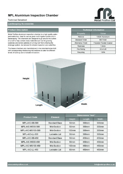 Metal Profiles - Aluminium Inspection Chamber TDS