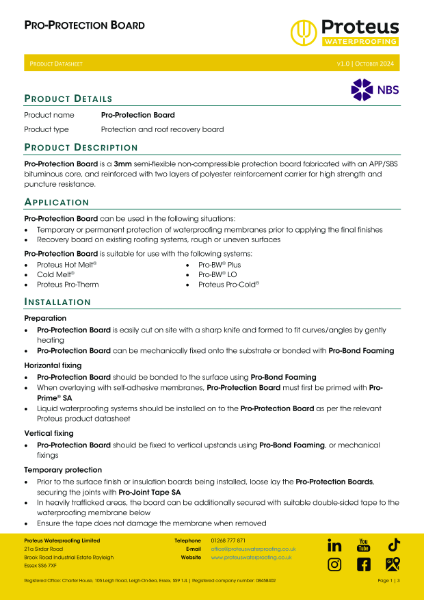 Product Data Sheet - Pro-Protection Board