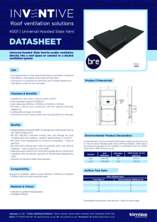 Universal Hooded Slate Vent Datasheet