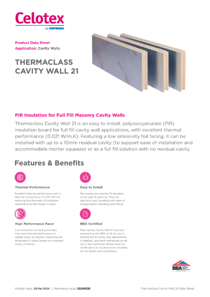 Thermaclass Cavity Wall TDS