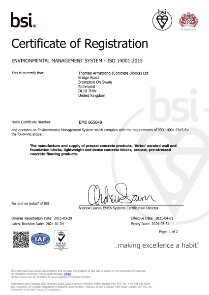 ISO 14001:2015 Certificate