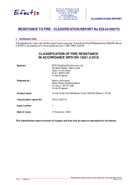 Fire classification report EUI-22-000772