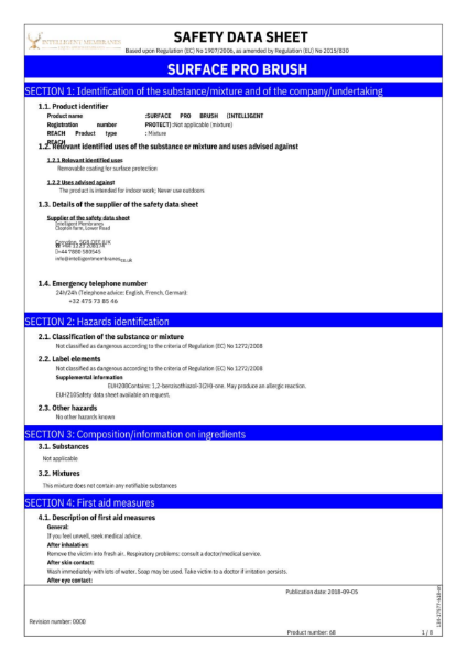 Surface Pro Brush Safety Data Sheet