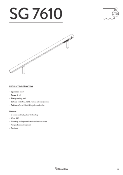 Silent Gliss SG 7610 Metropole Curtain Pole 30mm Hand Operated