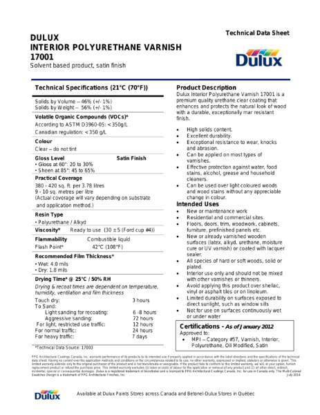 Dulux Interior Polyurethane Varnish 17001