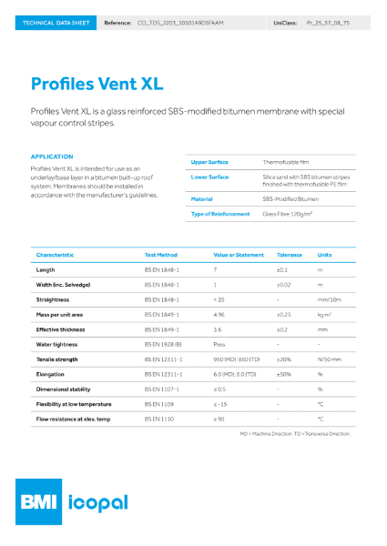 Profiles Vent XL Technical Data Sheet