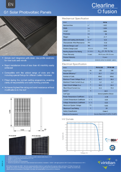 Clear Fusion G1 Solar Photovoltaic Panels