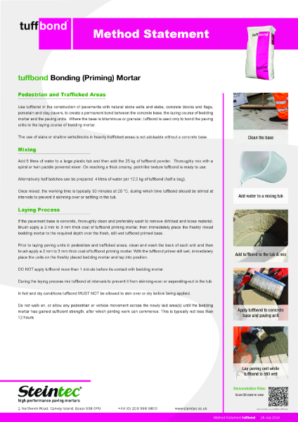 Method Statement - tuffbond priming and bonding mortar