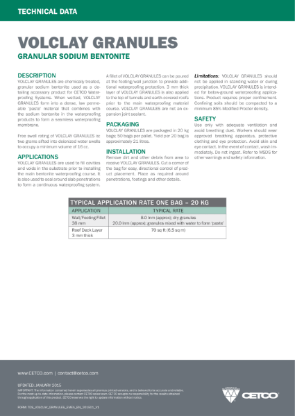 VOLCLAY GRANULES - GRANULAR SODIUM BENTONITE