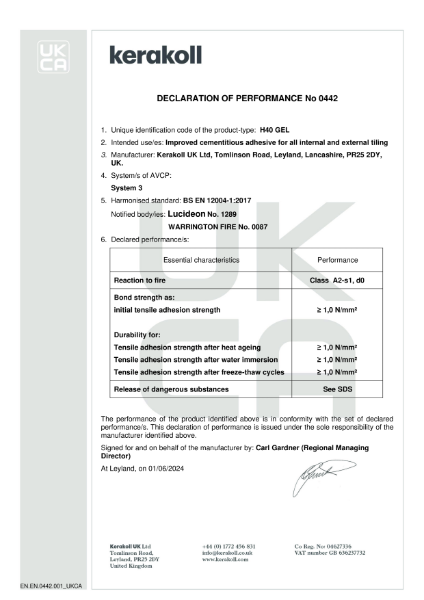 H40 Gel DoP (UKCA) - EN.EN.0442.001
