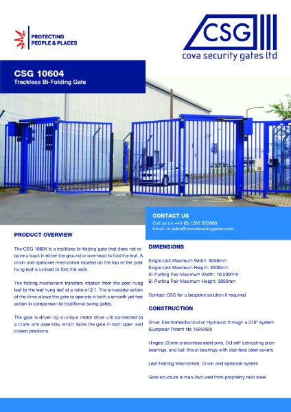 CSG10604 Trackless Bi-Folding Gate