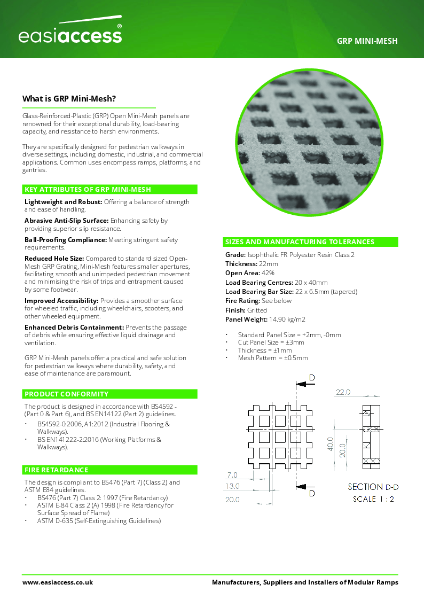 GRP Mini-Mesh Specification Sheet