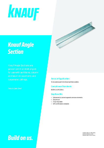 Knauf Angle Section Data Sheet