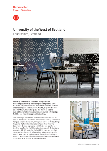 Case Study - University Of West Scotland - Herman Miller