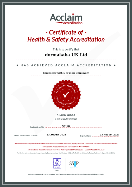 Certificate of Health and Safety Accreditation
