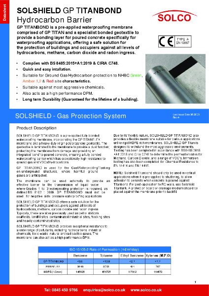 Solshield GP Titanbond Technical Data Sheet