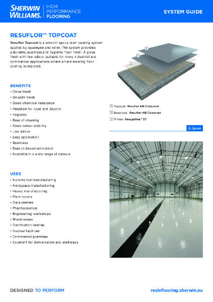 Resin Flooring System Resuflor™ Topcoat System Guide