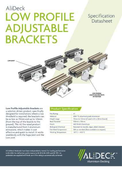 AliDeck Adjustable Pedestal Brackets Datasheet