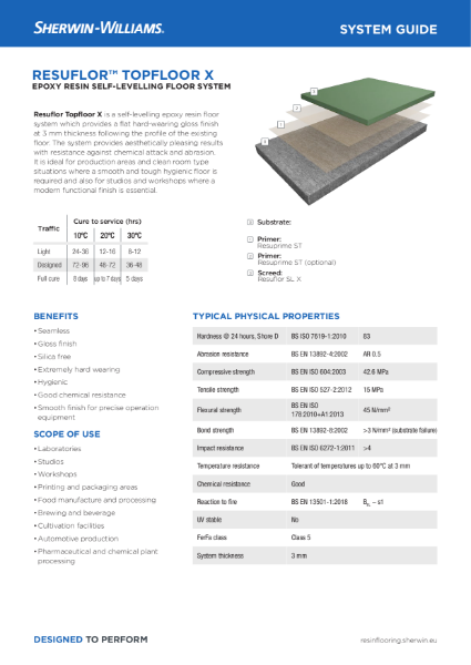 Resin flooring Resuflor Topfloor X system