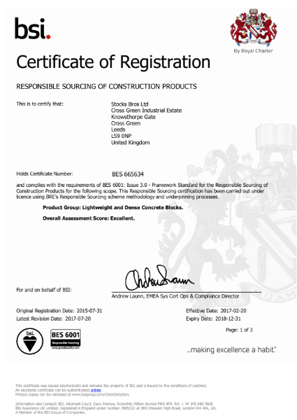 BES 6001 Certificate (Leeds)