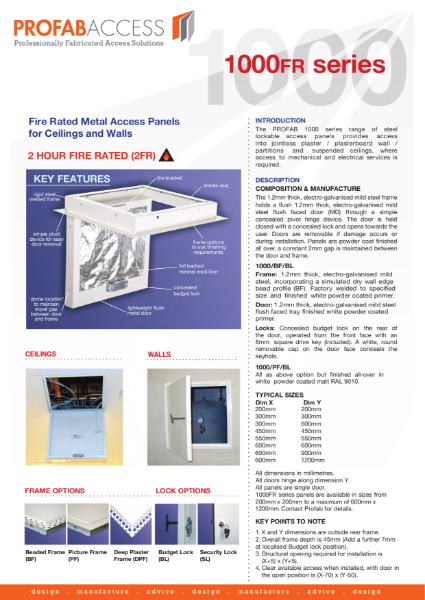 Profab 2 Hour Fire Rated Metal Access Panels