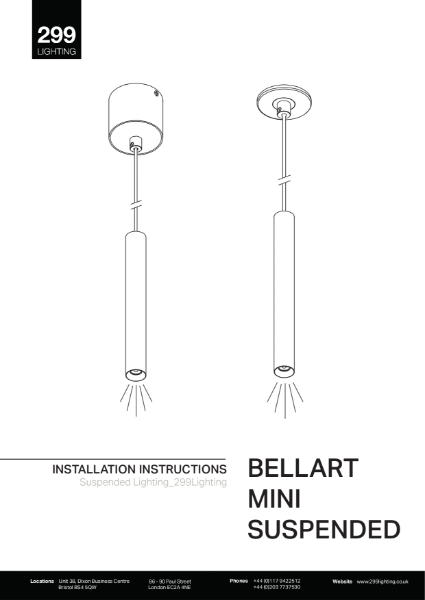 Bellart Mini Suspended Downlight Installation Instruction