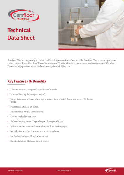 Cemfloor Therm Technical Data Sheet