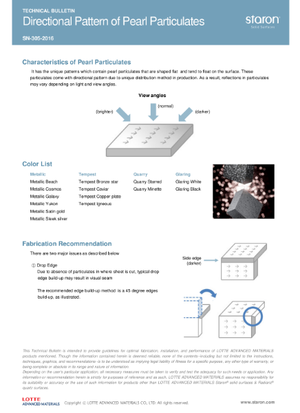 Staron Directional Distribution of Pearl Particulates