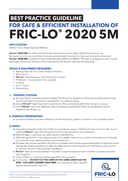 Fric-Lo Friction Reduction Tape - Best Practice Guideline for Safe & Efficient Installation