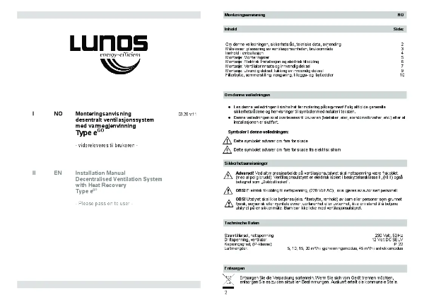 eGO Hybridventilator - Monteringsanvisning