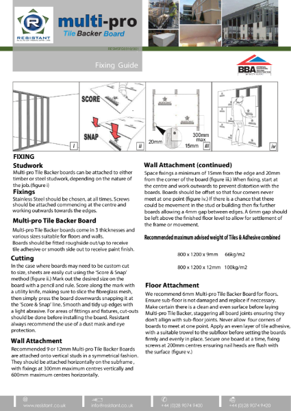 Multi-pro Tile Backer Board Fixing Guide