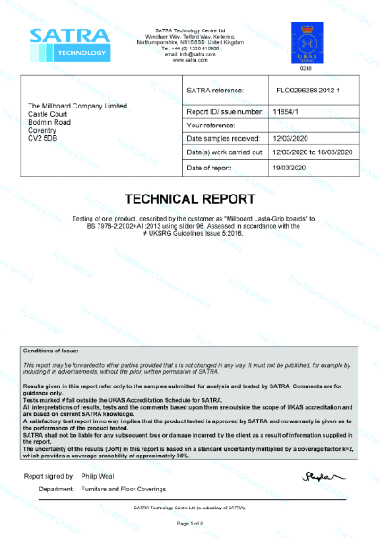 Lasta-Grip Slip Test Certificate (Shod Foot)