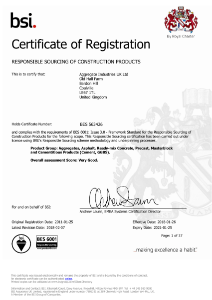 BES 6001 Certificate