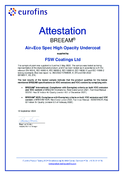 Air + Eco Spec High Opacity Undercoat  (BREEAM)