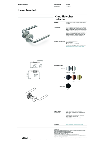 Lever handle L (data sheet)