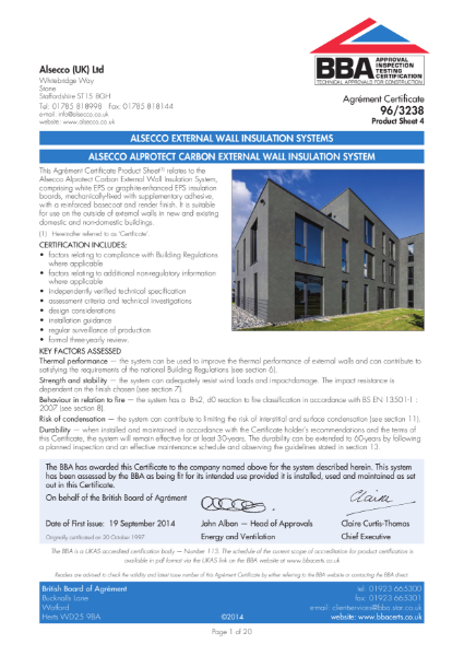 AG963238_4 ALSECCO ALPROTECT CARBON EXTERNAL WALL INSULATION SYSTEM