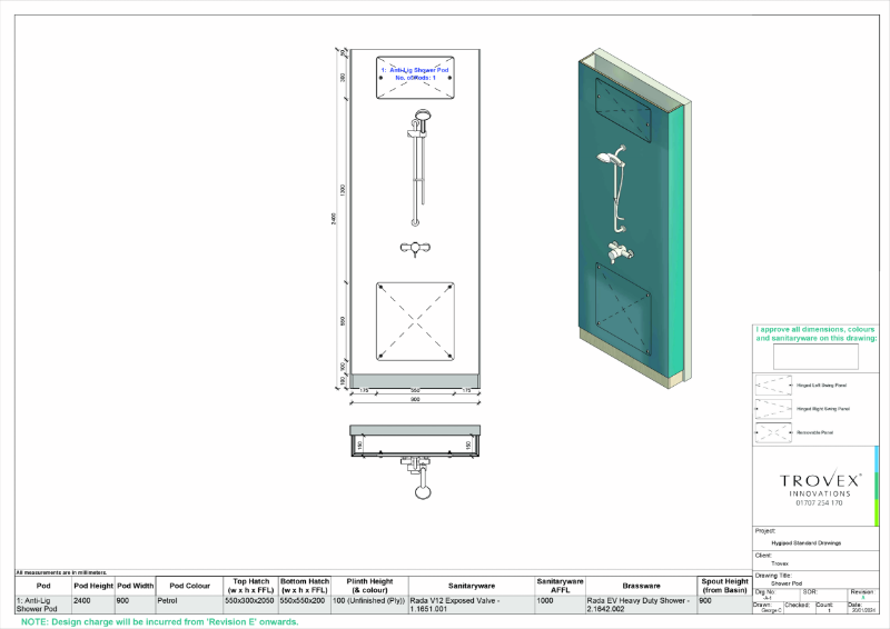 Hygipod Shower – Technical Drawing